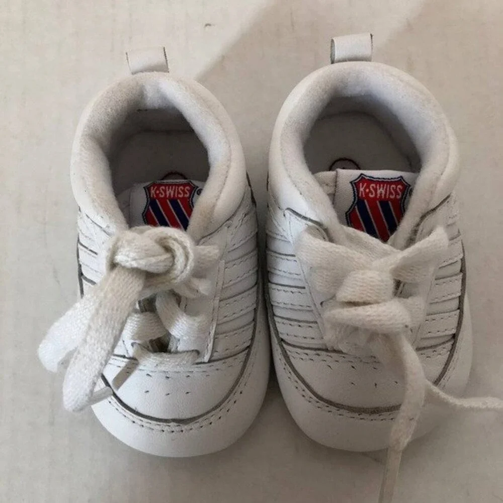 K-SWISS Classic Crib Shoes Infant 1 White Leather Lace Up Sneakers 178223 K-26